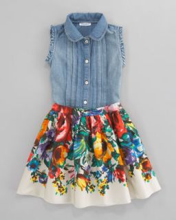 Z0VEA Dolce & Gabbana Fiori Colonna Floral Poplin Skirt, Sizes 8 10