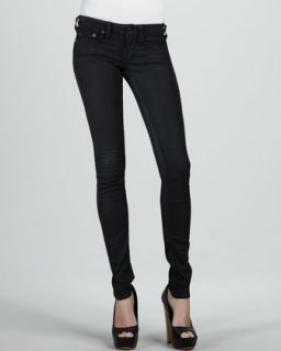 true religion halle black clear coat high rise skinny jeans $ 194