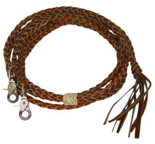  Braided Leather Split Reins w Scissor Snap Ends New Horse Tack