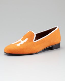 Hadleighs Embroidered H Gentlemen Linen Loafer, Orange   Neiman