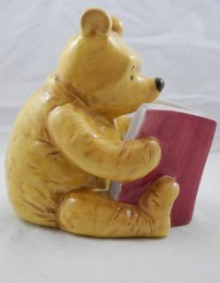 Winnie The Pooh Reading All About Honey Book Ceramic Piggy Bank Walt