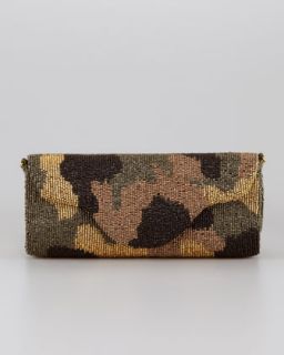 Camouflage Beaded Clutch Bag, Olive