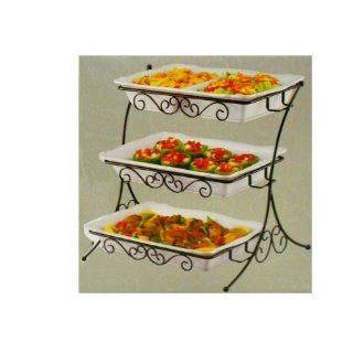 Adjustable 3 Tier Buffet Server with Wrought Iron Can Be