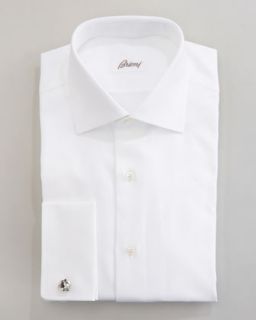 Brioni Wow Twill French Cuff Dress Shirt, White   Neiman Marcus