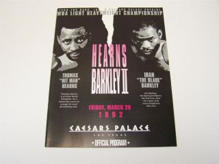 1992 OFFICIAL BOXING PROGRAM HEARNS VS BARKLEY II WBA Caesars Palace