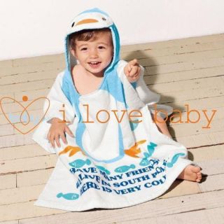 Blue Penguin Baby Splash Wrap Bath Hooded Towel Robe