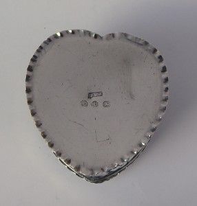  Sterling Silver Heart Shaped Trinket Box Birmingham 1895