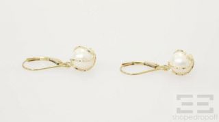 Designer 14K Yellow Gold Wrapped Cultured Freshwater Pearl Earrings