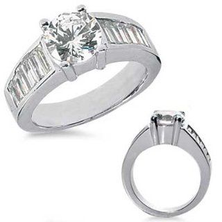 33 Ct.Diamond Engagement Ring with Emerald Cut Side Stones Jewelry