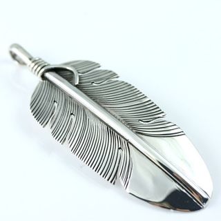 Native American Jewelry Sterling Silver Feather Pendant
