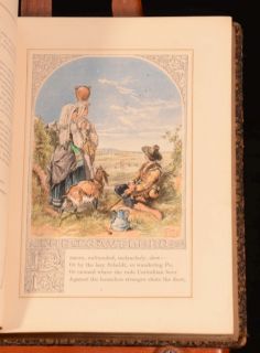 1859 Poems of Oliver Goldsmith Colour Wood Block Illustrations First