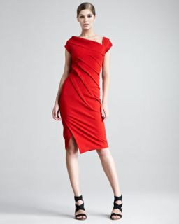 Donna Karan Structured Matte Jersey Cap Sleeve Dress   Neiman Marcus