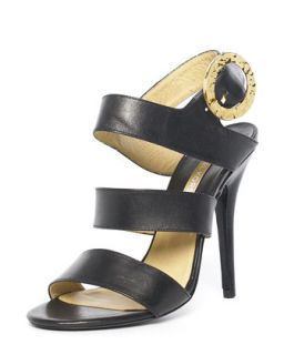 Michael Kors Strappy Hammered Buckle Sandal   