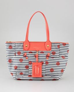  nylon east west tote bag striped available in lead multi $ 298 00