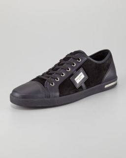 Black Leather Sneaker    Black Leather Athletic Shoe