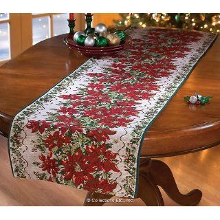 Tapestry Design Poinsettia Pattern Table Runner