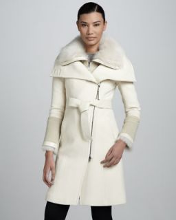 Rebecca Taylor Lamb Fur Collar Coat   