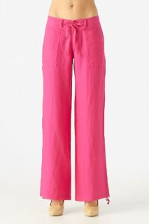 Womens 100% linen pants with drawstring waist Clothing