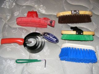 Horse Dog Grooming Hair Brush Wash Curry Comb Sheding Hoof Pick