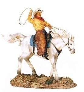 New Ceramic Western Decor Cowboy Lasso Horse Statue