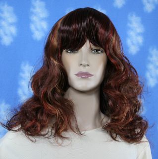  US Shipping Long Wavy Auburn Wigs Highlights Cosplay Party G26
