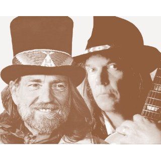 Willie Nelson and Neil Young 11 X 14 Sepia Poster