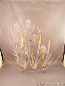 signed cut crystal plate iris decoration hilbert