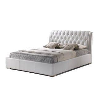 Baxton Studio Bianca White Modern Bed with Tufted