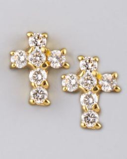 Y1BT1 KC Designs Diamond Cross Earrings, Yellow Gold