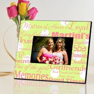 Personalized Matron of Honor Frame   Polka Dots on Green