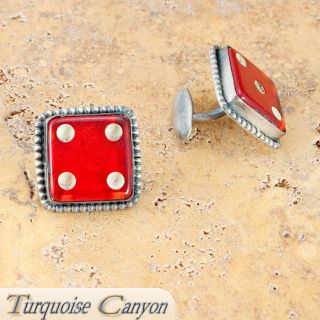 Navajo Indian Old Red Dice Cufflinks by Willeto SKU 222758