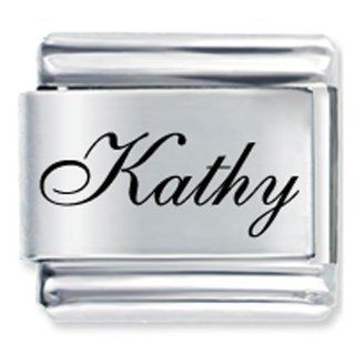 Pugster Edwardian Script Font Name Kathy Italian Charms: Jewelry