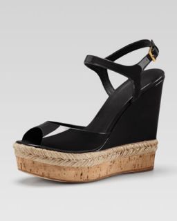  available in black $ 495 00 gucci patent espadrille wedge sandal black