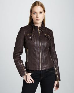  in amethyst $ 550 00  golden zips leather jacket