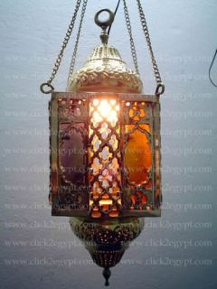 Egyptian Handmade Oriental Hanging Brass Lamp Lantern
