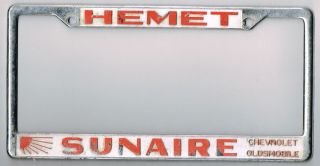 Hemet California Sunaire Chevrolet Oldsmobile Vintage Dealer License