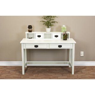 Mission White Solid Wood Writing Desk Home Office Computer