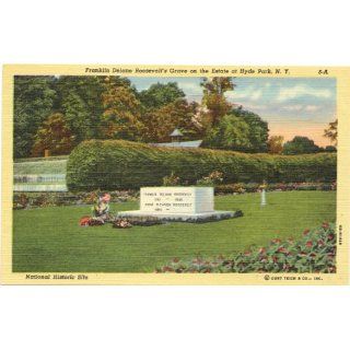 1940s Vintage Postcard Franklin D. Roosevelts Grave on