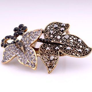 Gold Plated Twin Leaves Design Decorating Hair Comb with