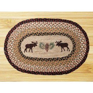 Oval Braided 20 x 30 Moose Pinecone Area Rug Carpet Mat