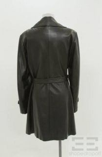 Michael Hoban North Beach Black Leather Button Front Belted Coat, Size
