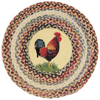 Capel Rugs Clarendon Rooster Round Braided Hooked Kitchen Throw Rug