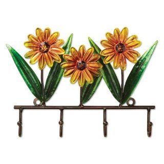 Pack of 4 Hand Sculpted Metal Daisy Flower Wall Mounted
