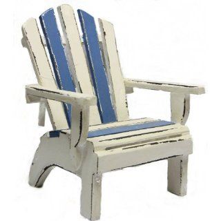 Wood Beach Lounge Chair Seat 12 White Blue Nautical