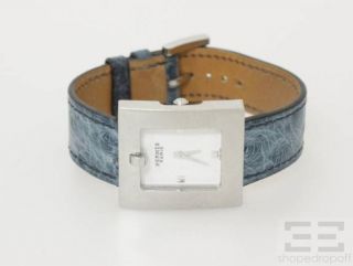 Hermes Silver Blue Ostrich Strap Belt Watch BE1 210
