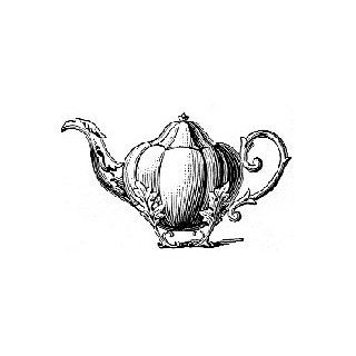 Teapot Rubber Stamp, Miniature Wm 1x1.5 Arts, Crafts