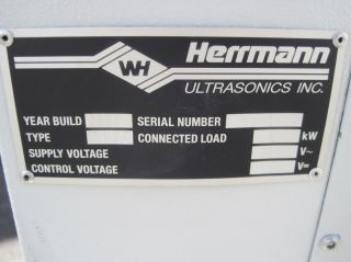 Herrmann CNC Ultrasonic Welder PS Dialog Control Branson 940mA Power