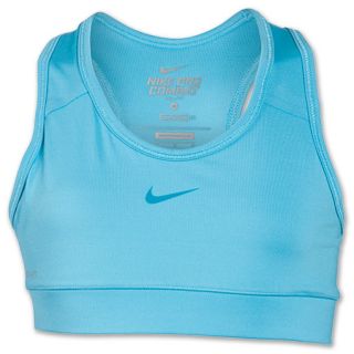 Girls Nike Pro Core Sports Bra Baltic Blue/Neon