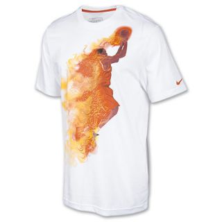 Mens Nike KD On Fire Tee Shirt White/Desert Orange