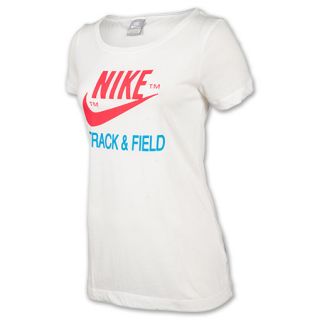 Womens Nike Track and Field T Shirt White/Red/Blue